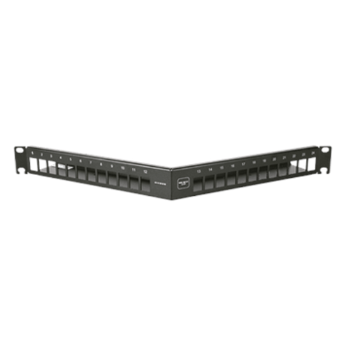 Patch Panel Angulado 10G MAX UTP / 24 Puertos Vacíos / 1U Rack 19" / Compatible Z-MAX® y UltraMAX™ / Color Negro / Administrador de Cable Integrado