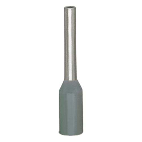 Terminal de Manguito con Camisa de Plástico / 0.75 mm² / 18 AWG / Cincado Galvanizado / Collar Estándar / Longitud 14 mm / Gris / 1000 UDS