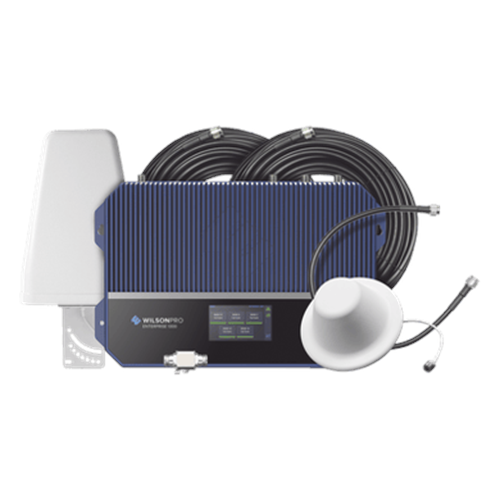 KIT Amplificador de señal celular 4G LTE, 3G y Voz. Especial para áreas comerciales que reciben la señal de múltiples torres. Cubre áreas de hasta 3716 metros cuadrados.