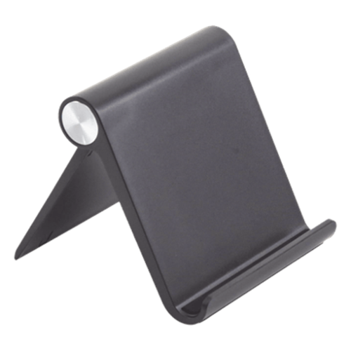 Soporte de Escritorio para Teléfono Celular / Ajustable de 0° a 100° / Goma Antiarañazos / Antideslizante / Amplia Compatibilidad con dispositivos de 4'' a 7.9'' / Plegable / ABS / Color Negro