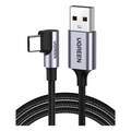 Cable USB-A a USB-C | 2 Metros (6.56 Pies) | Conector con Ángulo Recto de 90° | Carga Rápida de hasta 60W | 480 Mbps | PD3.0 | QC /3.0/2.0 | FPC | AFC | Protección Integrada | Caja de Aluminio | Nylon Trenzado | Color Negro