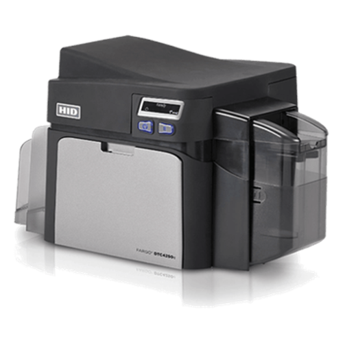 Impresora de Tarjetas ID FARGO DTC4250e / Dye Sublimation y Transferencia Térmica de Resina / Resolución 300 dpi / Seguridad AES-256 / Interfaz USB 2.0 y Ethernet / Capacidad de Tarjeta de Entrada 100 Tarjetas