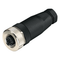 Conector Hembra M12 Axial / 5 Polos / Codificación A / IP67 / Tecnología de Conexión con Clema / Material PA / Contactos Dorados