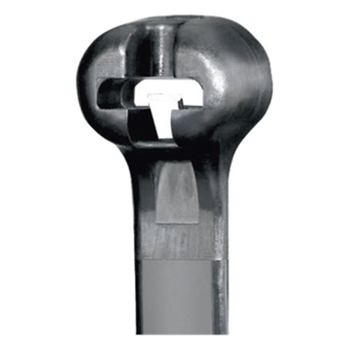 Cincho de Nylon 6.6 Dome-Top®, Con Lengüeta de Bloqueo de Acero Inoxidable, 305 mm largo x 4.7mm ancho, Color Negro, Exterior Resistente a Rayos UV, Paquete de 1000pz