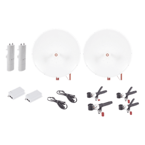 Kit completo de radio C5C con Antena TXP4865D34DP de 34 dBi, Frecuencia (4.9-6.5 GHz), para hasta 65 km, PoE, cable de alimentación y Jumpers Incluidos