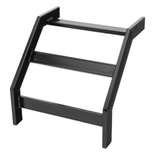 Curva Vertical Exterior de 90° para Escalera Tubular de 1.5" de Peralte y 12" de Ancho, Acabado con Pintura Epóxica Color Negro, Incluye Coples y Tornillería