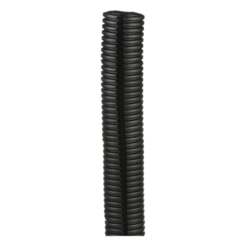Tubo Corrugado Abierto para Protección de Cables, 1.25 in (31.8 mm) de Diámetro, 15.2 m de Largo, Color Negro