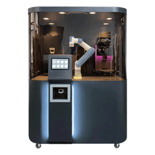 Solución robótica autónoma para barra de café con cobot integrado, operación 24 horas y pago por código QR