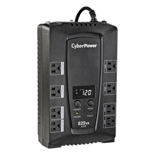 UPS de 825 VA/450 W, Topología Línea Interactiva, Entrada 120 Vca NEMA 5-15P, Tipo Gabinete Compacto, Con 8 Tomas NEMA 5-15R