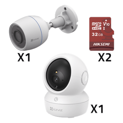 Kit de cámaras WiFi / Incluye 1 pieza CS/H6C/5MP Para Uso en Interior / 1 pieza CS-H3C Para Uso en Exterior / 1 PZA Micro SD HS-TF-E1/32G / Detección de Movimiento / Notificaciones Instantáneas