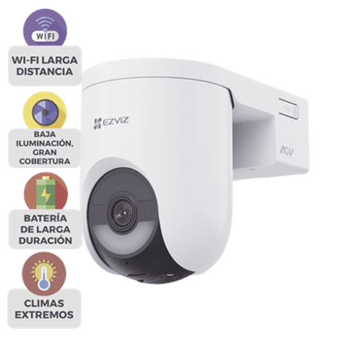 Cámara IP PT Con Batería / Wi-Fi 6 + 4G LTE / 2K+ (4megapixel) / IP65 / Detección IA Persona-Vehiculo / Visión Nocturna Color / Compatible con Panel Solar CSPSP8