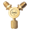 Conector Y CYF12 para Sistemas de Refrigeración / 2 Entradas 1/4" Macho Flare / 1 Salida 5/16" Hembra Flare / Recuperación Rápida y Evacuación / Material Metálico Resistente