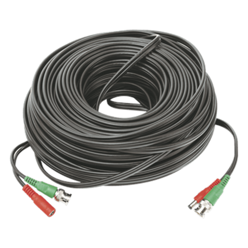 Cable Coaxial (BNC RG59) + Alimentación / SIAMES / 50 Metros (164 Pies) / 100% COBRE / Para Cámaras 4K / Uso Interior y Exterior
