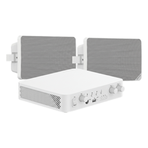 Kit de Audio | 70/100V | 2 Altavoces de pared | Bluetooth | Color Blanco | Hik-Connect