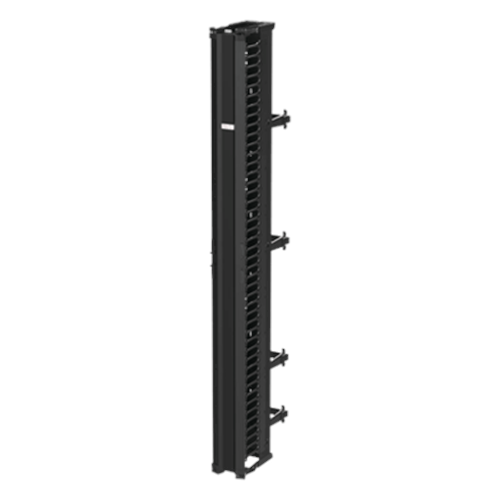 Organizador Vertical CableTek, Doble (Frontal y Posterior), Para Rack Abierto de 45 Unidades, 6 in de Ancho, Color Negro
