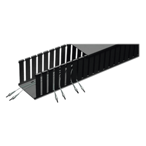Canaleta Ranurada de PVC sin Tapa, Fiber-Duct™, 4 in de Ancho, 4 in de Alto y 1828.8 mm de Largo, Color Negro