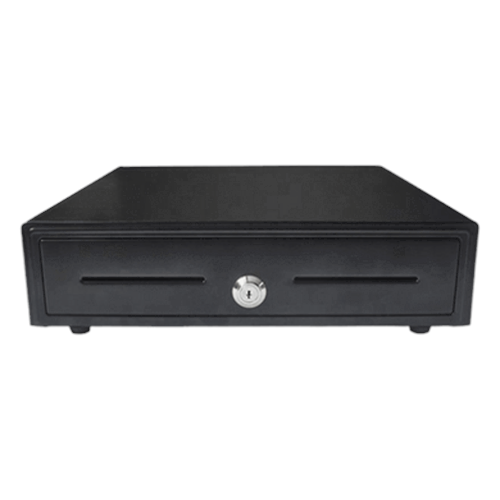 Cajón para Efectivo / Serie EK / Electrónico RJ11 / 5 Billetes + 8 Monedas / Gripper Metálico / Base para ECR / 410 mm