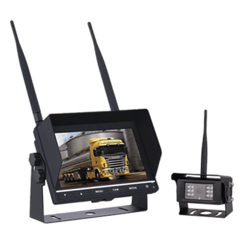 Sistema Profesional Inalámbrico de Cámara de Reversa Infrarroja y Monitor de 7" para Vehículos de Trabajo y Montacargas