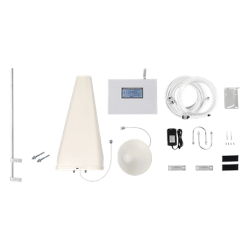 Kit Amplificador de Señal Celular TRIPLE banda de frecuencia. Incluye Mástil. Mejora las llamadas convencionales y VoLTE / Soporta los datos de las tecnologías 2G, 3G y 4G de TELCEL, AT&T y MOVISTAR / Cubre hasta 2 espacios...