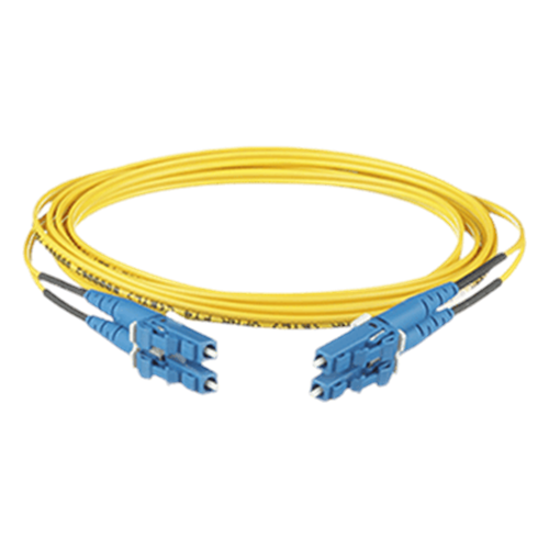 Jumper de Fibra Optica Monomodo 9/125 OS2, LC-LC Duplex, OFNR (Riser), Color Amarillo, 1 Metro (3.28 Pies)