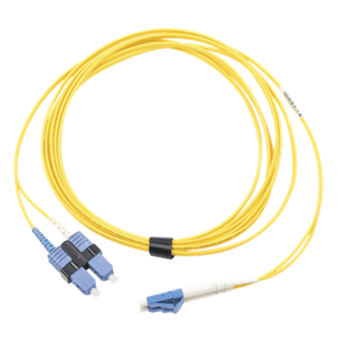 Jumper de Fibra Óptica Monomodo (OS2), XGLO, LC/UPC-SC/UPC Duplex, OFNR, Color Amarillo, 7 Metros (22.97 Pies)
