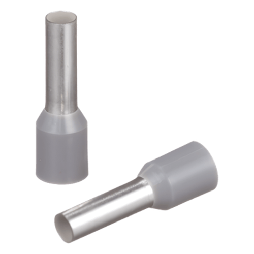 Ferrule Aislado PAN-TERM para Cable 12 AWG, Largo 17.5mm, DIN Color Gris. Paquete 500 Piezas