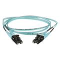 Jumper de Fibra Optica Multimodo 50/125 OM3, LC-LC Duplex, OFNR (Riser), Color Aqua, 1 Metro (3.28 Pies)