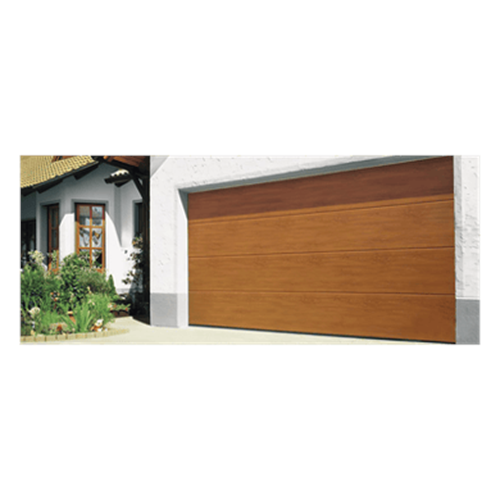 Puerta de Garage D/ Alta calidad / 9x7 pies / AISLADA / Estilo Americana / Imitacion Madera / Golden Oak / Linea Central .