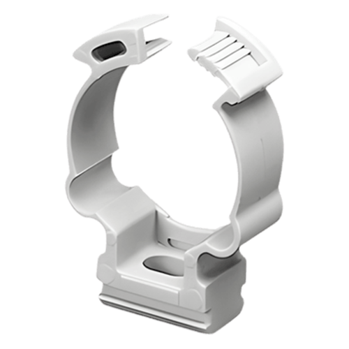 Soporte de collar (Abrazadera), PVC Auto-extinguible, cerrado para tubería de 16 mm