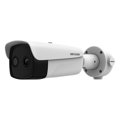 (HIKMICRO) Bala IP Bi-Espectral / Térmica (384 X 288 / 9.7 mm) / Óptico (4 MP / 6.4 mm) / IA GUANLAN / Rango: -20°C a 150°C / 8°C Tolerancia / Detección de Fuego y Humo / Alarma Visual y Audible / Dual Light / PoE / Antico