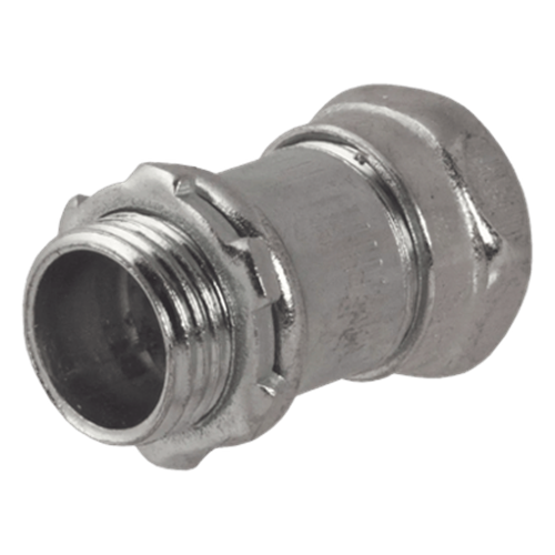 Conector Recto Compresión de Acero Galvanizado para Pared Delgada de 3/4" .