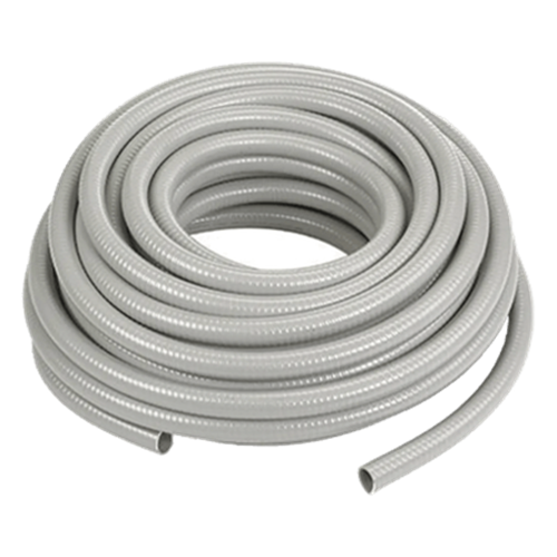 Manguera hermética flexible tipo PolyTuff no metálica, gris de 1" y 100 pies. Uso comercial/industrial.