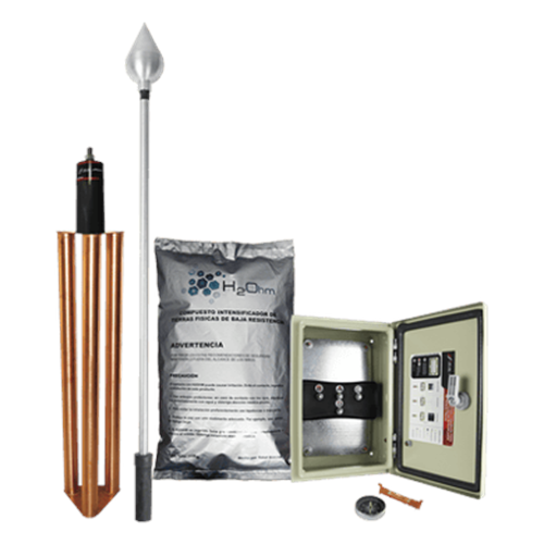 Kit de Pararrayo con Punta en Aluminio con Diámetro de Protección de 160 metros.