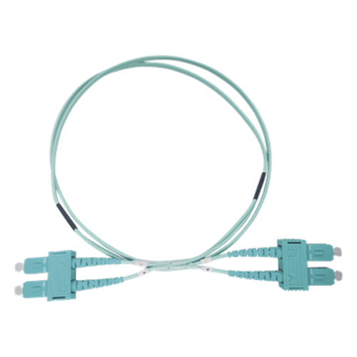 Jumper de Fibra Óptica Multimodo OM3 50/125 SC-SC OFNR (Riser), 2.0 mm, Dúplex, Aqua, 3 Metros (9.84 Pies)