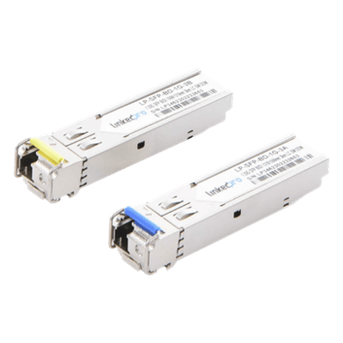 Transceptores Ópticos Bidireccionales SFP (Mini-Gbic) / Monomodo 1310 & 1550 nm / 1.25 Gbps / 1000BASE-BX / Conector LC/UPC Simplex / DDM / Hasta 3 km / 2 Piezas