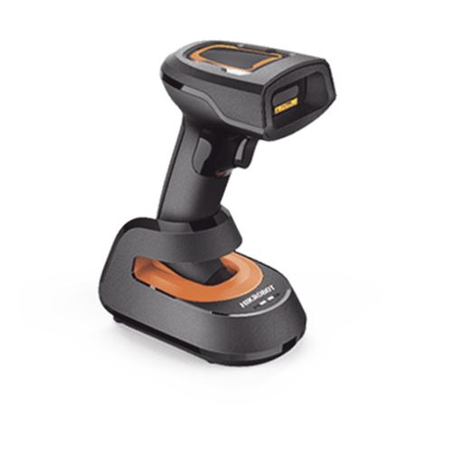 Lector de códigos 1D y 2D inalámbrico portátil, comunicación 2.4 GHz con alcance de 80 m, con base inteligente de carga USB