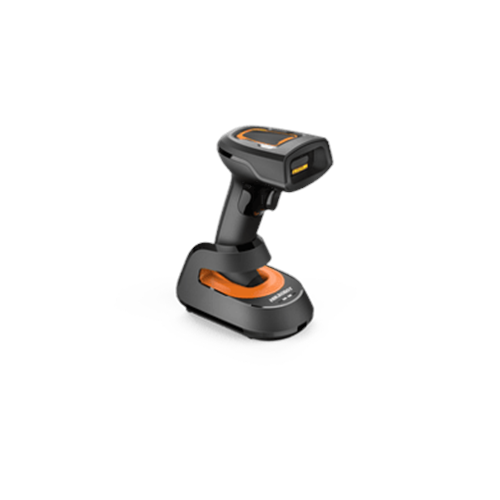 Lector de códigos de barras inalámbrico 2.4 GHz 1D/2D 1.3 MP, distancia cercana, con base de carga USB, IP42 y batería 2700 mAh