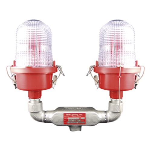 Luz de Obstáculo Doble Baja Intensidad FAA Tipo L-810 / LED Rojo e Infrarrojo / 120-240 VAC / Intensidad Efectiva 32.5 CD / IR 4mW/sr @ 850nm / Base Valox / Lente Acrílico Fresnel / Protección Corrosión