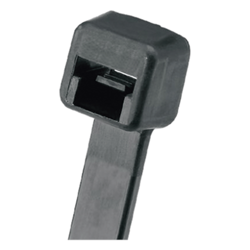 Cincho de Nylon 6.6 Pan-Ty, 368mm largo x 7.6mm ancho, Color Negro, Exterior Resistente a Rayos UV, Paquete de 100pz