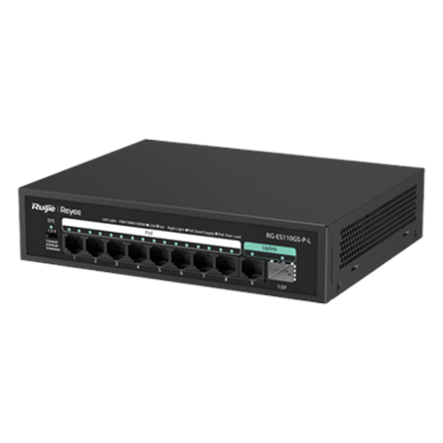 Switch PoE+ no Administrable, hasta 120 Watts, no administrable, 8 puertos PoE+, 2 Uplink Gigabit Ge / SFP