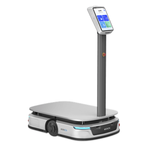 Robot de Transporte Industrial / Capacidad 100+ kg / Autonomía 8 Horas / Velocidad 1 m/s / Batería Intercambiable / Navegación LiDAR + Visión Estéreo / 3 Paradas de Emergencia / Plug-and-Play