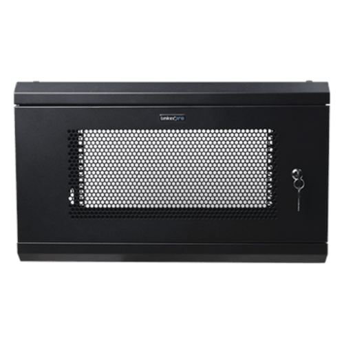 Gabinete de Pared de 6U con Puerta Perforada, 455 mm de Profundidad Total, Rack de 19'', Acero Reforzado Color Negro