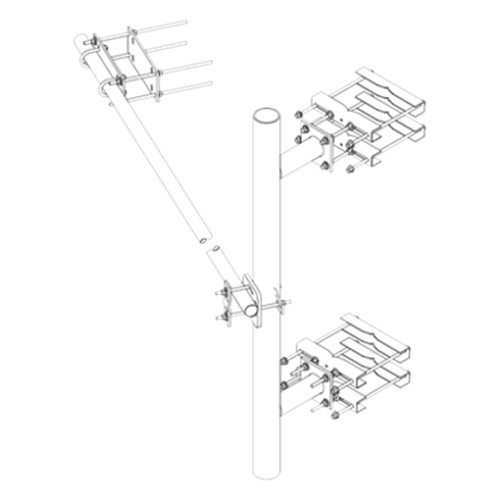 Montaje Lateral Reforzado con 30 cm de Separación . Mástil de 4-1/2" x 72" (114 mm x 1.8 m).