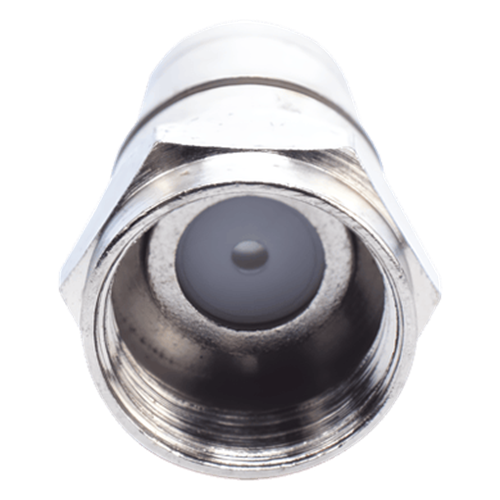 Conector F Macho Plegable, Con PIN para Cable RG-59, Cuerpo de Bronce Niquelado.