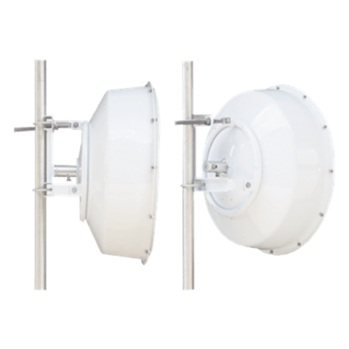 Antena direccional de alta resistencia, Ganancia 30 dBi, (4.9 -6.4 GHz), Plato hondo para mayor inmunidad al ruido, Conectores N-Hembra, Montaje incluido.