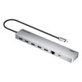 Dock Multipuerto USB-C | 11 en 1 | 8K Single o Dual 4K | PD 100W | USB 3.2 Gen 1 | Ethernet Gigabit | SD MicroSD | Aluminio