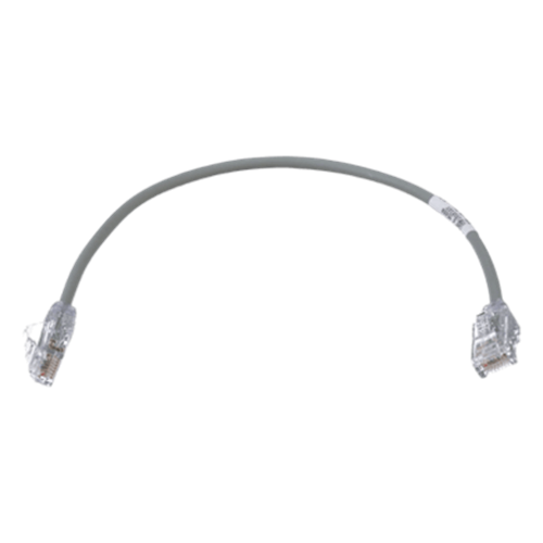 Cable de Parcheo TX6, UTP Cat6, Diámetro Reducido (28AWG), Color Gris, 0.30 Metros (1 Pie)