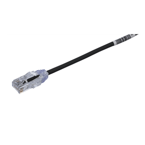 Cable de Parcheo UTP Cat6A, CM/LSZH, Diámetro Reducido (28AWG), Color Negro, 0.30 Metros (1 Pie)