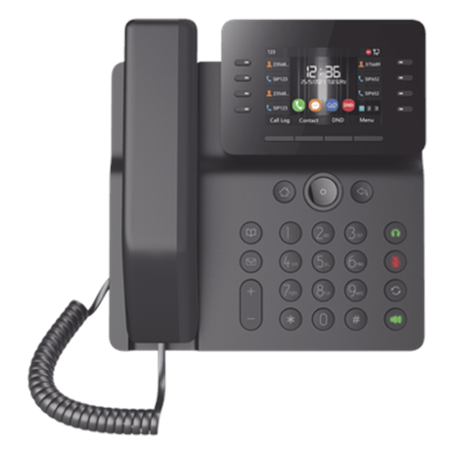 Teléfono IP Empresarial Esencial WiFi / Bluetooth, 12 líneas SIP, pantalla a color 3.5", PoE, puertos Gigabit, conferencia local de 6 vías.