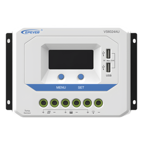 Controlador Solar PWM / 60A / 12/24V / Doble USB / Pantalla LCD / Tierra Positivo Común